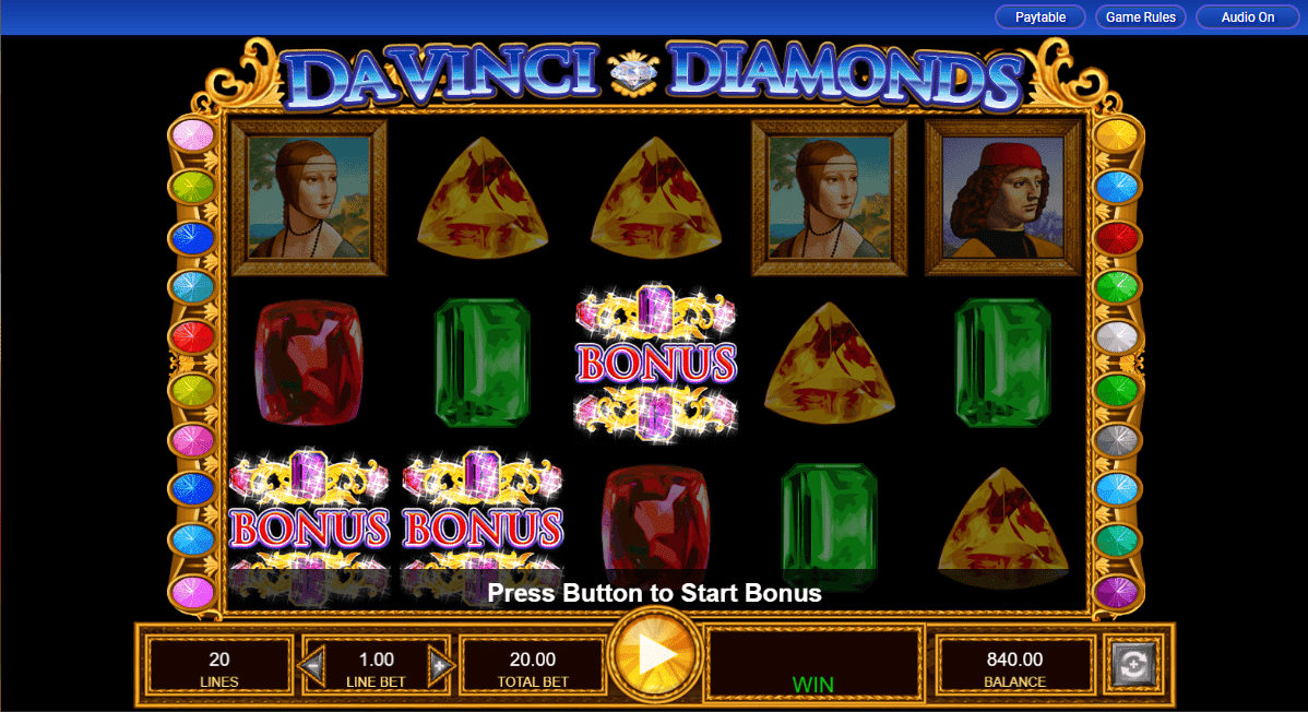 Bonus Game at Da Vinci Diamonds Online Slot